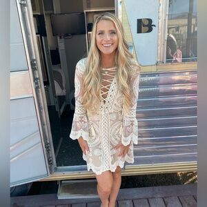 Jen's Pirate Booty Beige and Cream Long Sleeve Dress